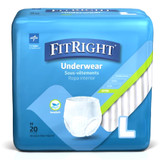 FitRight Extra Absorbent Underwear Pull On with Tear Away Seams Adult Large Unisex Disposable Moderate Absorbency, MSC13505A, Bag of 20