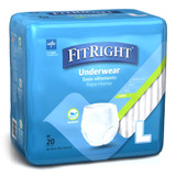 FitRight Extra Absorbent Underwear Pull On with Tear Away Seams Adult Large Unisex Disposable Moderate Absorbency, MSC13505A, Case of 80