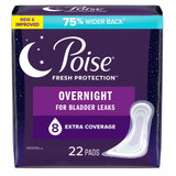 Poise Fresh Protection Overnight Bladder Control Pad 5.3 Inch Length Heavy Absorbency Sodium Polyacrylate Core One Size Fits Most, 54943, Pack of 22