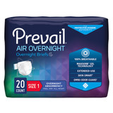Prevail Air Overnight Incontinence Brief Adult Size 1 / Medium Unisex Disposable Heavy Absorbency, NGX-012/1, Case of 80