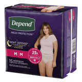 Depend Night Defense Absorbent Underwear Waistband Style Adult Medium Female Disposable Heavy Absorbency, 51703, Pack of 15