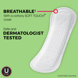 U by Kotex Security Lightdays Feminine Pad Regular Absorbency, 01247, Pack of 16