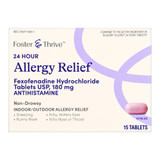 Foster & Thrive All Day Allergy Relief, Fexofenadine 180 mg Strength, Non-Drowsy, 15 Tablets per Bottle, Bottle of 1