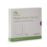 Mepilex Border Flex Lite Thin Foam Dressing 4 X 4 Inch With Border Film Backing Silicone Adhesive Square Sterile, 581300, Pack of 1