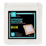 Optifoam Gentle EX Foam Dressing 4 X 4 Inch With Border Waterproof Backing Silicone Face and Border Square Sterile, MSCEX44EP, Box of 10