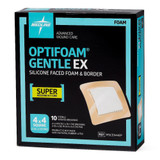 Optifoam Gentle EX Foam Dressing 4 X 4 Inch With Border Waterproof Backing Silicone Face and Border Square Sterile, MSCEX44EP, Case of 100