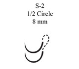 Nonabsorbable Suture with Needle Mersilene Polyester S-2 1/2 Circle Spatula Needle Size 4 - 0 Braided 1779G Box of 12