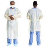 Protective Procedure Gown Halyard Basics L Yellow, AAMI Level 2 43008 Bag of 10