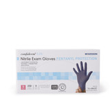 McKesson Confiderm LDC Exam Glove Small NonSterile Nitrile Standard Cuff Length Fully Textured Blue Chemo Tested / Fentanyl Tested, 14-6N42C, Box of 250