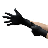 MICROFLEX MidKnight Exam Glove Large NonSterile Nitrile Standard Cuff Length Fully Textured Black Fentanyl Tested, MK-296-L, Case of 10