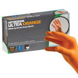 NitriDerm Ultra Orange Exam Glove Small NonSterile Nitrile Standard Cuff Length Fully Textured Orange Chemo Tested / Fentanyl Tested, 199100, Case of 1000