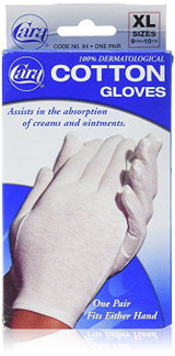 Cara Infection Control Glove X-Large Cotton White Wrist Length Hemmed Cuff NonSterile, 03805600084, Pair of 1