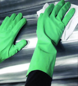 Showa Utility Glove M Flock Lined Nitrile Green 13 in Straight Cuff NonSterile, 653-53181301, Pack of 1