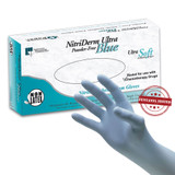 NitriDerm Ultra Blue Exam Glove Medium NonSterile Nitrile Standard Cuff Length Fully Textured Light Blue Chemo Tested / Fentanyl Tested, 157200, Box of 100