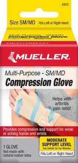 Compression Glove Mueller® Compression & Support Gloves Fingerless Small / Medium Over-the-Wrist Length Stretch Fabric 6905 Pack of 1 6905 Mueller® Compression & Support Gloves 1141666_EA