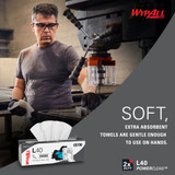 WypAll PowerClean L40 PowerClean Extra Absorbent Towels, Pop-up Box, 100 Count per Box, 9.8 x 16.4 in, 05790, Box of 1