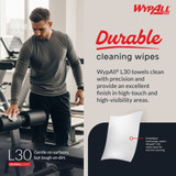WypAll GeneralClean L30 Multipurpose Task Wipe Heavy Duty 300 Count Roll 9-4/5 X 14-1/5 Inch NonSterile Disposable, 05820, Case of 2