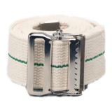 Posey Gait Belt 66'' White Green Stripe Design, Cotton, Metal Buckle, Case of 50