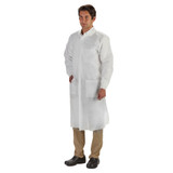 Lab Coat LabMates White M Knee Length Nonwoven 85173 Bag of 10