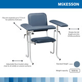 McKesson Blood Drawing Chair 1 Fixed Armrest, 1 Flip Up Armrest Blue, 63-20USUF-1, Pack of 1