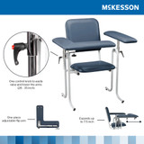 McKesson Blood Drawing Chair 1 Fixed Armrest, 1 Flip Up Armrest Blue, 63-20USUF-1, Pack of 1