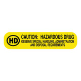 UAL Pre-Printed Label Caution Label Yellow Paper Caution: Hazardous Drug Black Biohazard 3/8 X 1-5/8 Inch, ULRXA1701, Roll of 1000