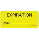 MedVision Pre-Printed Label Auxiliary Label Yellow Paper Expiration Black Quality Control Label 1 X 2-1/4 Inch, MV04FC1588, Roll of 1