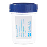 Specimen Container Click-N-Close 90 mL (3 oz.) Screw Cap Patient Information Sterile DYND30387 Case of 100