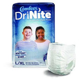 Unisex Youth Absorbent Underwear Comfees® DriNite® Juniors Pull On with Tear Away Seams Large / X-Large Disposable Heavy Absorbency CMF-YLXL Case of 52 CMF-YLXL Comfees® DriNite® Juniors 1150966_CS