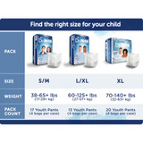 Comfees DriNite Juniors Unisex Youth Absorbent Underwear Pull On with Tear Away Seams X-Large Disposable Heavy Absorbency, CMF-YXL80, Bag of 20