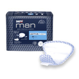 Seni Man Active Light Bladder Control Pad 7-1/2 X 9-3/10 Inch Light Absorbency Super Absorbent Core One Size Fits Most, S-AL15-US1, Case of 90