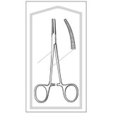 Mosquito Forceps Econo Halsted 5 Inch Length Floor Grade Pakistan Stainless Steel Sterile Ratchet Lock Finger Ring Handle Curved Serrated Tip 96-2539 Case of 25