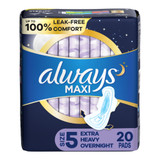 Always Maxi Feminine Pad Overnight Heavy Absorbency, 03700017902, Pack of 20