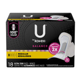 U by Kotex Balance Feminine Pad Ultra Thin with Wings Regular Absorbency, 54898, Case of 108