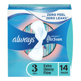 Always Infinity FlexFoam Extra Heavy Flow Feminine Pad WIth Wings Heavy Absorbency, 03700089909, Box of 14