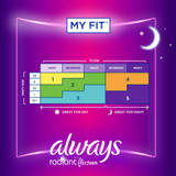 Always Radiant with FlexFoam Feminine Pad Overnight / With Wings Heavy Absorbency, 03700081811, Box of 10