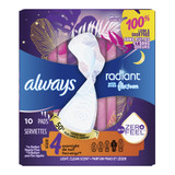 Always Radiant with FlexFoam Feminine Pad Overnight / With Wings Heavy Absorbency, 03700081811, Box of 10