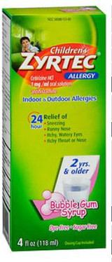 Children's Allergy Relief Children's Zyrtec 1 mg / 1 mL Strength Syrup 4 oz. Pack of 1