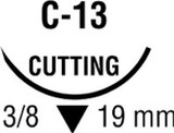 Covidien Maxon Absorbable Suture with Needle, Size 3 - 0, 30'' Suture, 1-Needle, Clear, Needle Length 19 mm, 3/8 Circle, Reverse Cutting Needle, Box of 36
