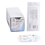 Nonabsorbable Suture with Needle Prolene Polypropylene FS-1 3/8 Circle Reverse Cutting Needle Size 3 - 0 Monofilament 8684G Box of 12