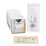 J & J Absorbable Suture with Needle, Size 5 - 0, 18'' Suture, Double-Armed, Undyed, Needle Length 13 mm, 3/8 Circle, Reverse Cutting Needle, Box of 12