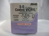 J & J Coated Vicryl Absorbable Suture with Needle, Size 5 - 0, 18'' Suture, 1-Needle, Undyed, Needle Length 16 mm, 3/8 Circle, Precision Conventional Cutting Needle, Box of 12