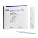 Insyte Autoguard BC Peripheral IV Catheter 22 Gauge 1 Inch BD Vialon Winged Hub Blood Control Push Button Safety, 382623, Box of 50