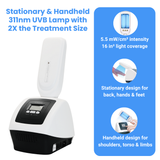 Stationary & Handheld Dual-Bulb 311nm UVB Lamp – 2X Coverage Light Therapy for Psoriasis, Vitiligo & Eczema on Larger Areas like Back, Torso and Limbs