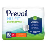 Prevail Nu-Fit Absorbent Underwear Pull On with Tear Away Seams Adult Medium Unisex Disposable Heavy Absorbency, NUU-512, Pack of 20