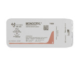 Monocryl Absorbable Suture with Needle Poliglecaprone P-3 3/8 Circle Precision Reverse Cutting Needle Size 4-0 Monofilament, Y494G, Box of 12