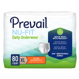 Prevail Nu-Fit Absorbent Underwear Pull On with Tear Away Seams Adult X-Large Unisex Disposable Heavy Absorbency, NUU-514, Pack of 20