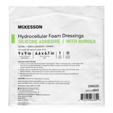 McKesson Foam Dressing 9 X 9 Inch With Border Waterproof Film Backing Silicone Gel Adhesive Sacral Sterile, 4841, Box of 5