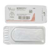 Monocryl Absorbable Suture with Needle Poliglecaprone PS-2 3/8 Circle Precision Reverse Cutting Needle Size 3-0 Monofilament, Y497G, Box of 12