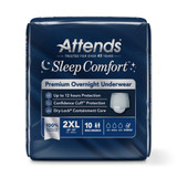 Attends Sleep Comfort Premium Overnight Absorbent Underwear Pull On with Tear Away Seams Adult 2X-Large Unisex Disposable Heavy Absorbency, SCPO50, Bag of 10